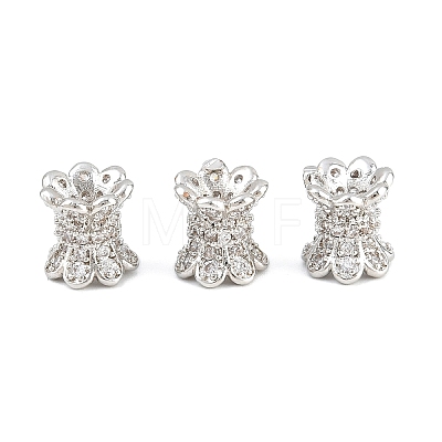 Brass Micro Pave Clear Cubic Zirconia Beads CU-CBA6A75-11P-1