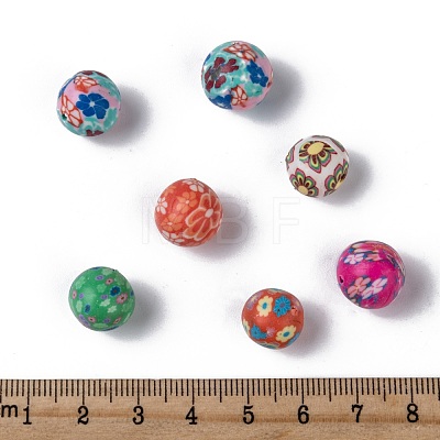 Handmade Flower Pattern Polymer Clay Beads X-CLAY-Q175-M-1