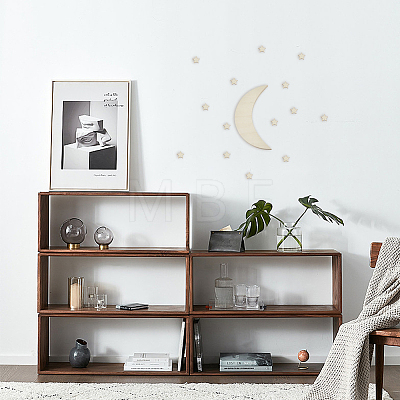 DIY Wood Moon & Star Wall Decoration Painting Kit FIND-WH0117-71-1