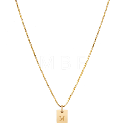 1Pc Stainless Steel Letter Rectangle Pendant Necklaces NJEW-LP0001-34M-G-1