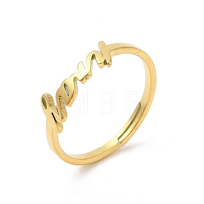 Ion Plating(IP) 304 Stainless Steel Word Adjustable Ring RJEW-L107-030G-1