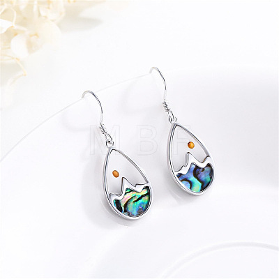 304 Stainless Steel Abalone Shell Teardrop Dangle Earrings for Women WGADE86-01-1