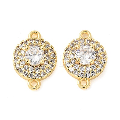 Brass Micro Pave Cubic Zirconia Connector Charms KK-U056-31G-1