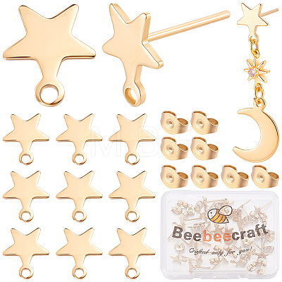 15 Pairs 304 Stainless Steel Stud Earring Findings STAS-BBC0010-24-1