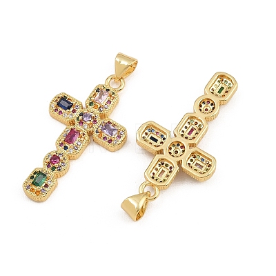Brass Micro Pave Cubic Zirconia Pendants CU-CBADC6C-12G-03-1
