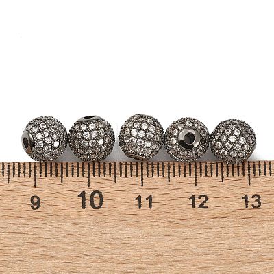 CZ Brass Micro Pave Grade AAA Clear Color Cubic Zirconia Round Beads KK-O065-8mm-05B-NR-1