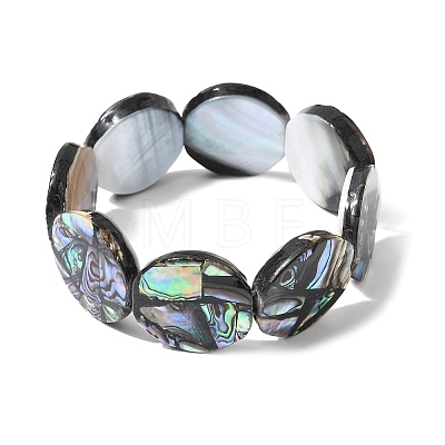 Natural Abalone Paua Shell Stretch Beaded Stretch Bracelets for Women BJEW-A151-01-1