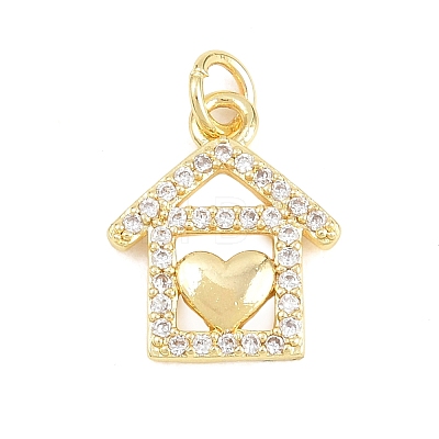 Brass Micro Pave Clear Cubic Zirconia Pendants KK-F938-15G-1