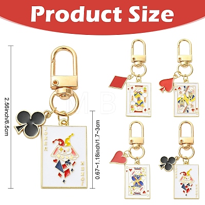 4Pcs Playing Card Alloy Enamel Pendant Decorations HJEW-YW00379-1