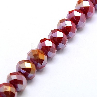 Electroplate Opaque Solid Color Crystal Glass Rondelle Beads Strands EGLA-F047A-04AB-1