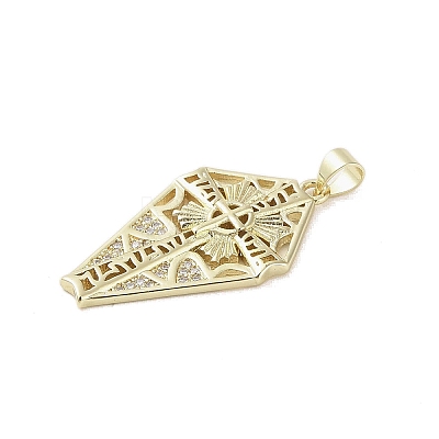 Real 18K Gold Plated Brass Micro Pave Cubic Zirconia Pendants KK-A209-04C-G-1
