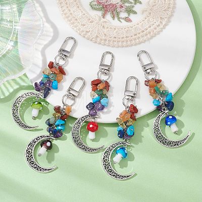 Moon Alloy Pendant Decoraiton HJEW-JM01393-1