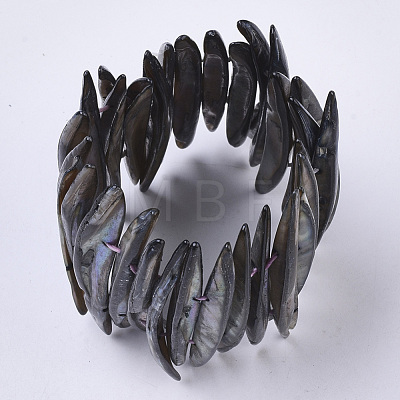 Freshwater Shell Beaded Stretch Bracelets BJEW-S278-004-1