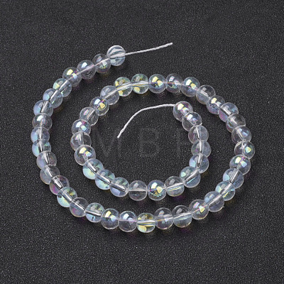 13 inch AB Color Plated Round Glass Beads X-GR6mmC28-AB-1