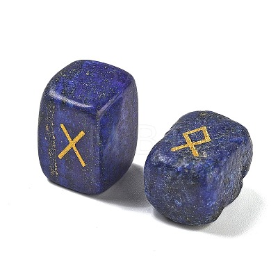 Rectangle Natural Lapis Lazuli Rune Stones G-Z059-01E-1