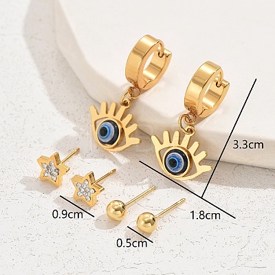 Stylish Evil Eye 304 Stainless Steel Earrings Set for Women VQ1262-2-1