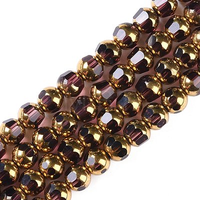 Electroplate Glass Beads Strands X-EGLA-Q128-04A-FP05-1