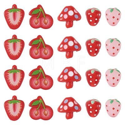 30Pcs 5 Styles Opaque Acrylic Beads MACR-TA0002-94-1