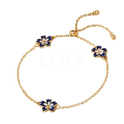 Blue Flower Alloy Enamel Link Chain Slider Anklets for Women FS-WG65877-01-1