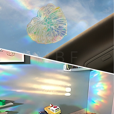 9Pcs Leaf Colorful Suncatcher Rainbow Prism Electrostatic Glass Stickers DIY-WH0409-69G-1
