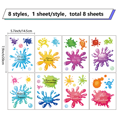 8 Sheets 8 Styles PVC Waterproof Wall Stickers DIY-WH0345-149-1