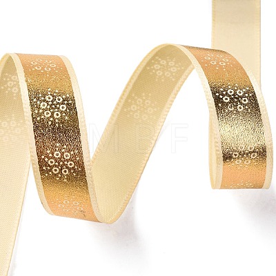 5 Yards Christmas Gold Stamping Polyester Printed Ribbon OCOR-A008-01A-1