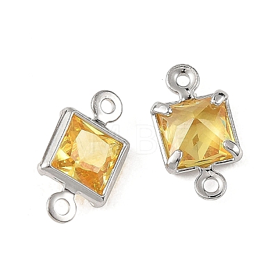 SHEGRACE Brass Pave Cubic Zirconia Square Connector Charms XGRQ2O014-440D-P-1