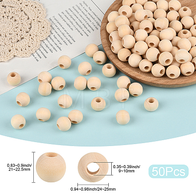 Natural Unfinished Wood Beads WOOD-PA0001-16A-1