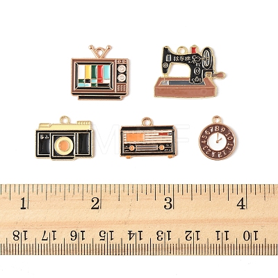 25Pcs 5 Styles Alloy Enamel Pendants ENAM-FS0003-14-1