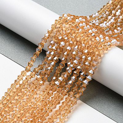 Transparent Electroplate Glass Beads Strands GLAA-F029-4mm-C18-1