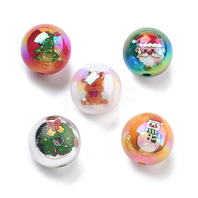 Christmas Theme UV Plating Acrylic Beads OACR-M022-02-1