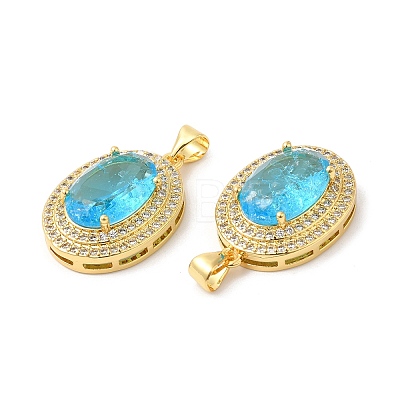 Real 16K Gold Plated Brass Micro Pave Cubic Zirconia Pendants ZIRC-L103-061G-03-1