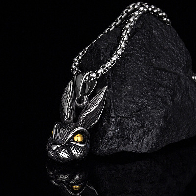 Vintage 304 Stainless Steel Animals Pendant Necklaces for Men WG6A848-02-1