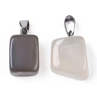 Natural Grey Agate Pendants G-Q996-04-1