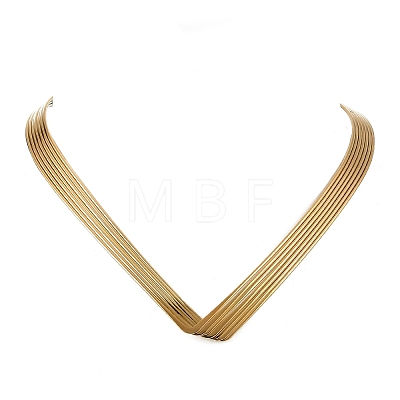 316L Surgical Stainless Steel Open V Shapd Torque Choker Necklaces for Women NJEW-F379-01G-1