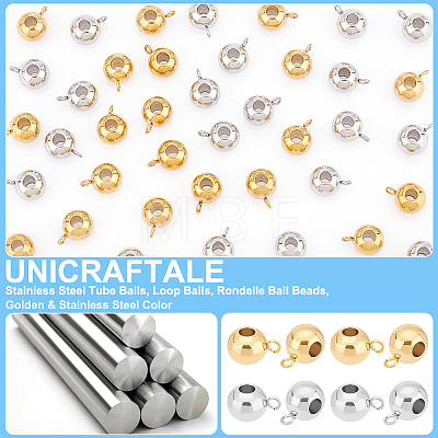 Unicraftale 40Pcs 2 Colors Ion Plating(IP) 304 Stainless Steel Tube Bails STAS-UN0055-88-1