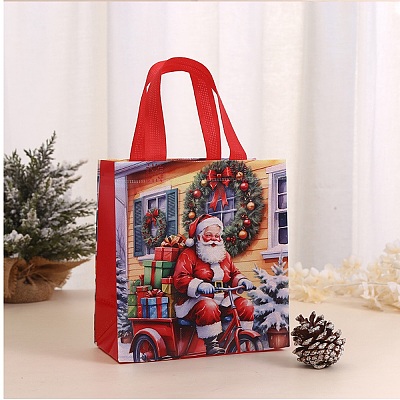 Rectangle Christmas No Woven Fabric Printed Tote Bags ABAG-P015-03A-1