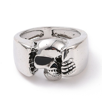 Alloy Skull Finger Ring RJEW-H109-04AS-1