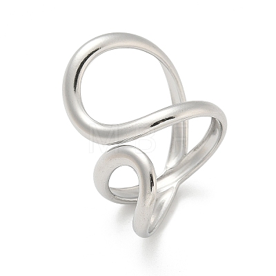 304 Stainless Steel Open Cuff Ring for Women RJEW-M025-02P-1