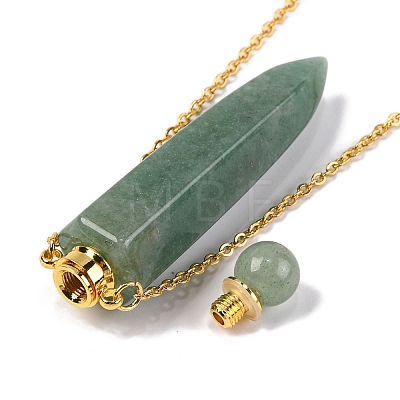 Natural Green Aventurine Bullet Shaped Perfume Bottle Pendant Necklaces G-B089-02G-03-1