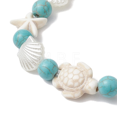Synthetic Turquoise Beaded Stretch Bracelets BJEW-JB11861-1
