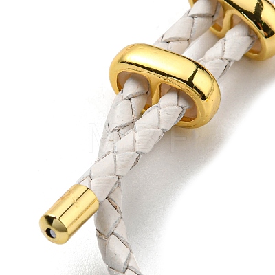 Brass Column Bar Link Bracelet with Leather Cords BJEW-G675-05G-07-1