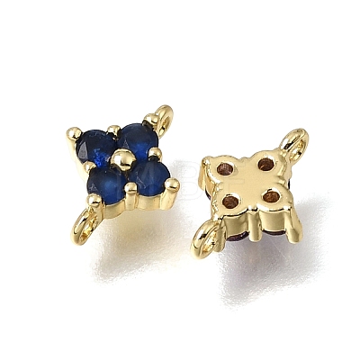 Brass Pave Cubic Zirconia Flower Links Connector Charms KK-K427-04G-1