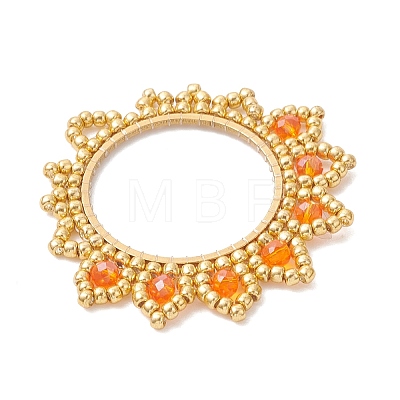 Glass Seed Beaded Flower Pendants PALLOY-MZ01237-03-1