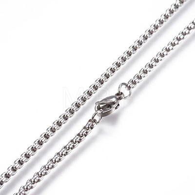 304 Stainless Steel Box Chain Necklaces NJEW-P244-01P-1