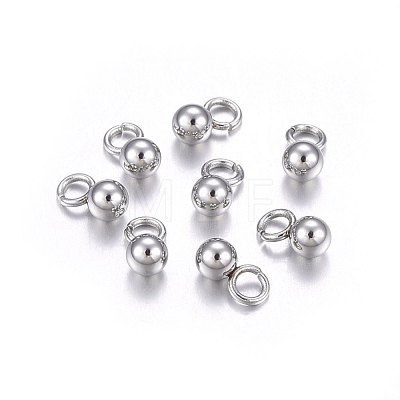 304 Stainless Steel Sphere Charms STAS-O107-04P-B-1