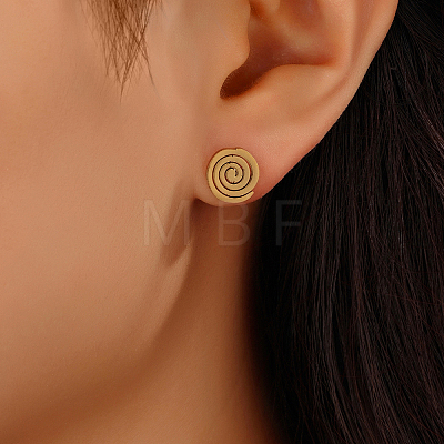 Elegant Vintage Gold Plated Stainless Steel Ring Stud Earrings for Women GU7632-3-1