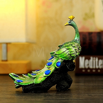 Creative Peacock Resin Statue Decoration DJEW-PW0012-062-1