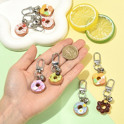 8Pcs Resin & 304 Stainless Steel Bell Pendant Decorations HJEW-YW00345-1