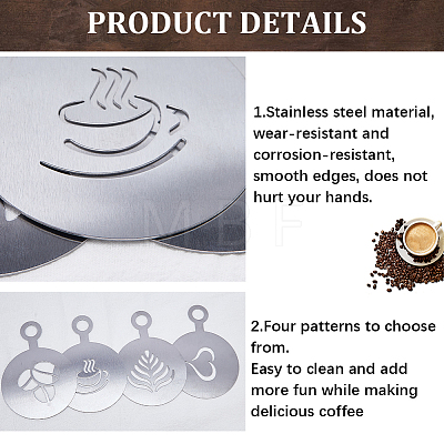 430 Stainless Steel Coffee Latte Art Molds AJEW-WH0038-40P-1